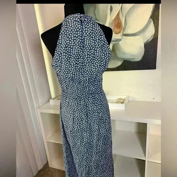 VTG 1980’s Ed Michaels Blue & White Belted Midi Dress Sz 12 - Picture 4 of 5